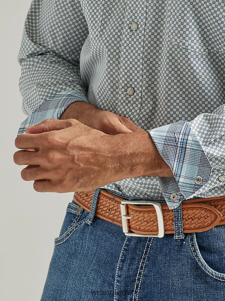 Wrangler 20X Competition Advanced Comfort Long Sleeve Western Snap Print Shirt Adriatic Navy (112327798) Men Clothing DRL6LH489