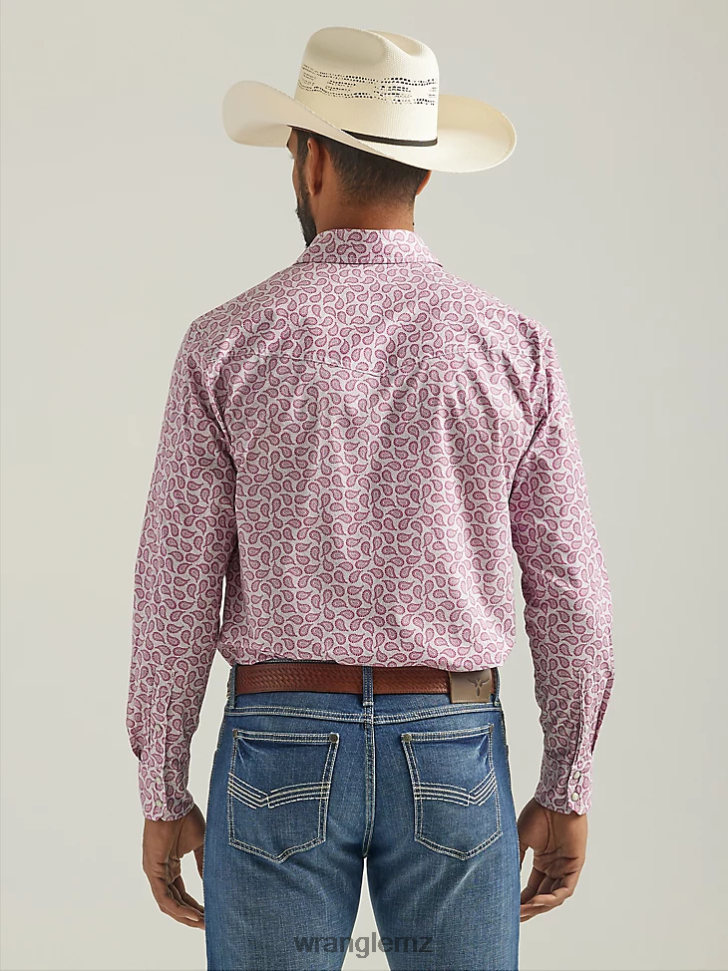 Wrangler 20X Competition Advanced Comfort Long Sleeve Western Snap Print Shirt Pink Paisley (112324838) Men Clothing DRL6LH486