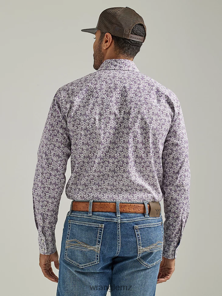 Wrangler 20X Competition Advanced Comfort Long Sleeve Western Snap Print Shirt Purple Grape Paisley (112327808) Men Clothing DRL6LH487