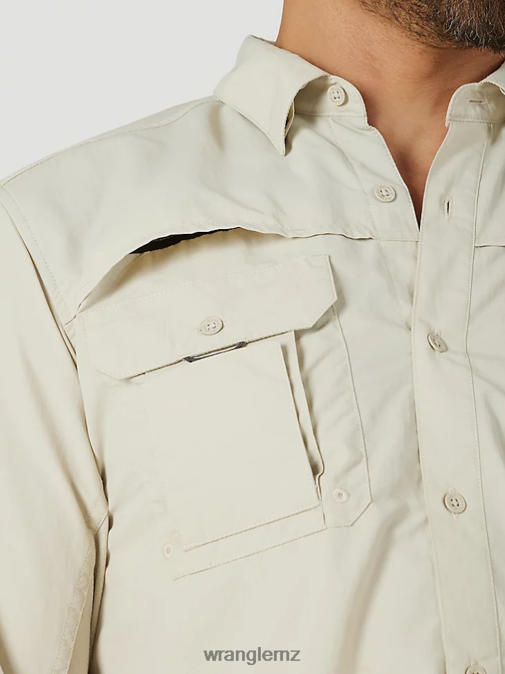 Wrangler ATG Angler Long Sleeve Shirt Pelican (10NSB75PN) Men Clothing DRL6LH340