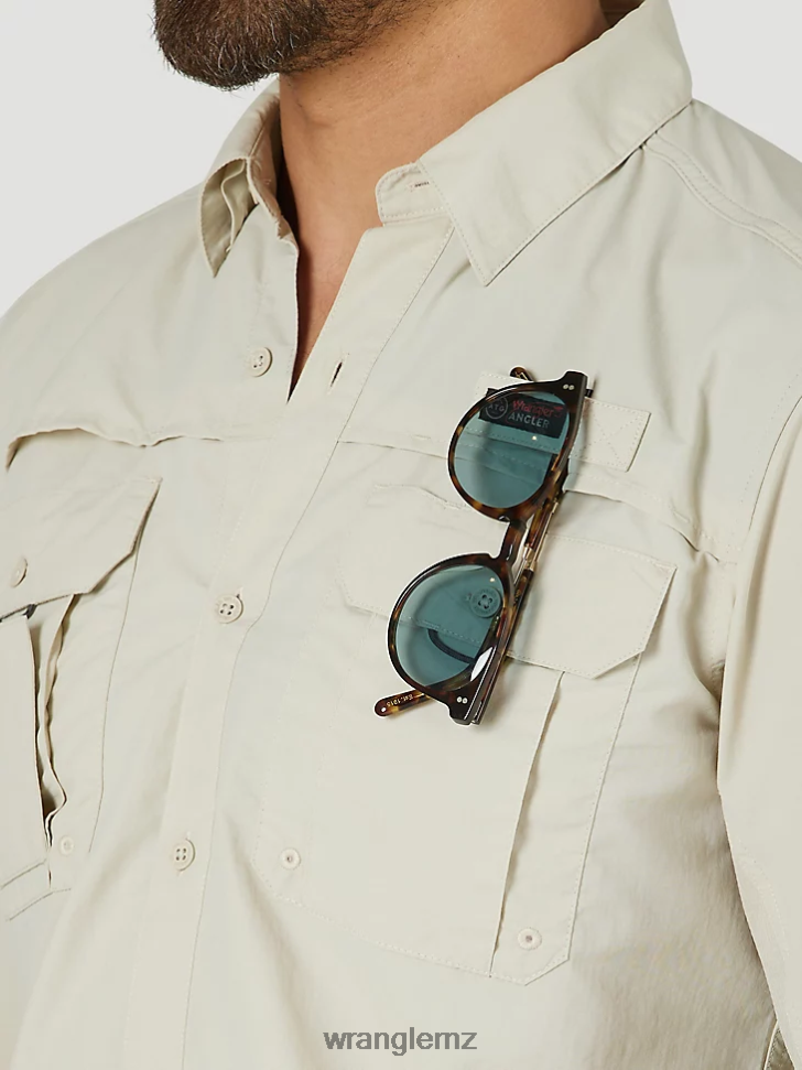 Wrangler ATG Angler Long Sleeve Shirt Pelican (10NSB75PN) Men Clothing DRL6LH340