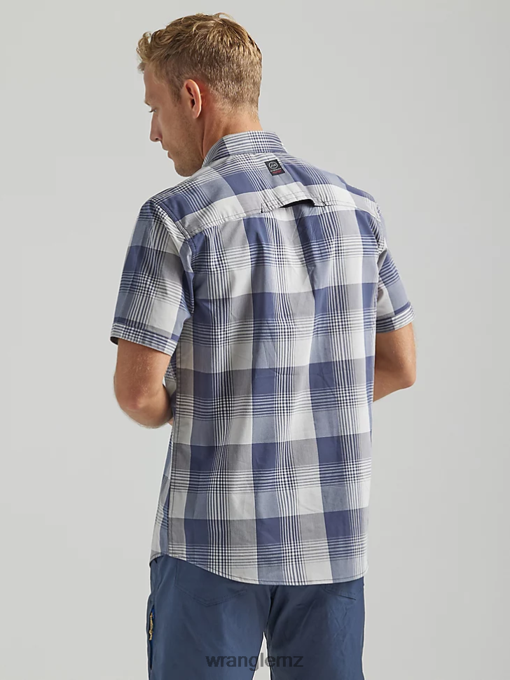 Wrangler ATG Asymmetrical Zip Pocket Plaid Shirt Mist (112333854) Men Clothing DRL6LH321