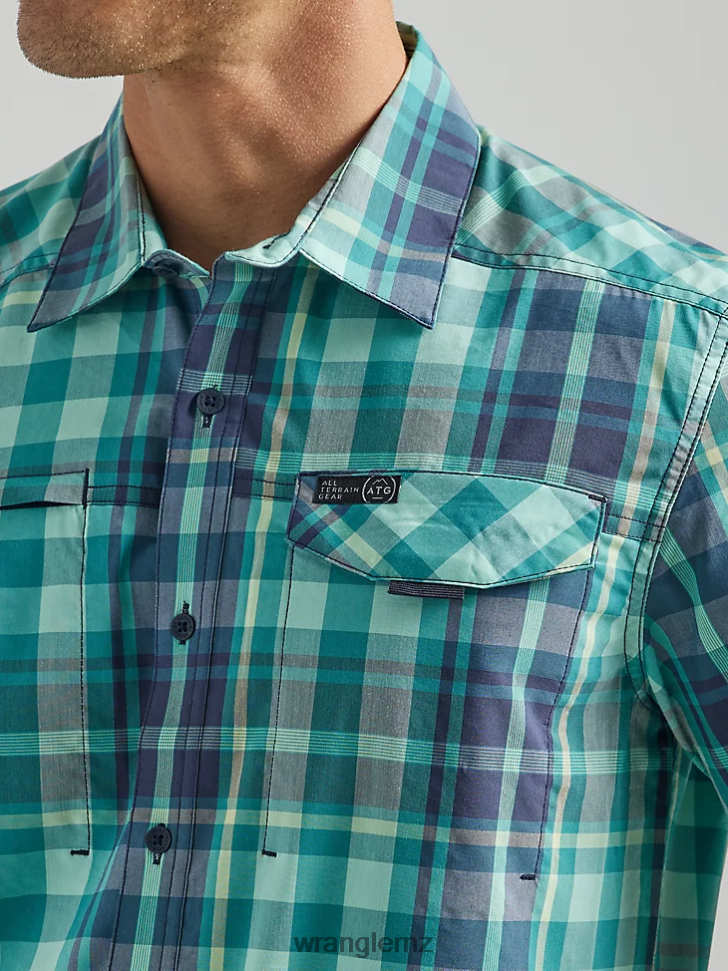 Wrangler ATG Asymmetrical Zip Pocket Plaid Shirt Tidewater Plaid (112333849) Men Clothing DRL6LH322