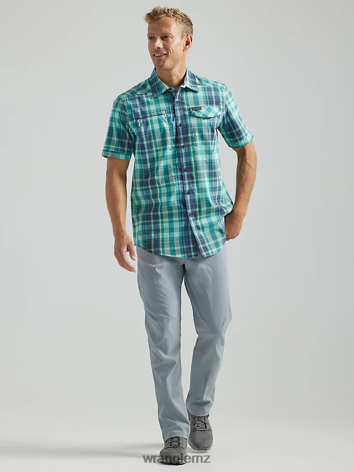 Wrangler ATG Asymmetrical Zip Pocket Plaid Shirt Tidewater Plaid (112333849) Men Clothing DRL6LH322