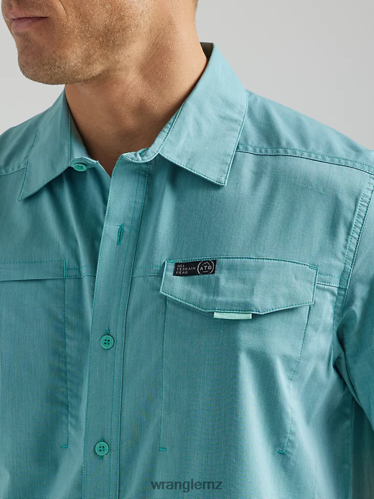 Wrangler ATG Asymmetrical Zip Pocket Shirt Tidewater (112331236) Men Clothing DRL6LH327