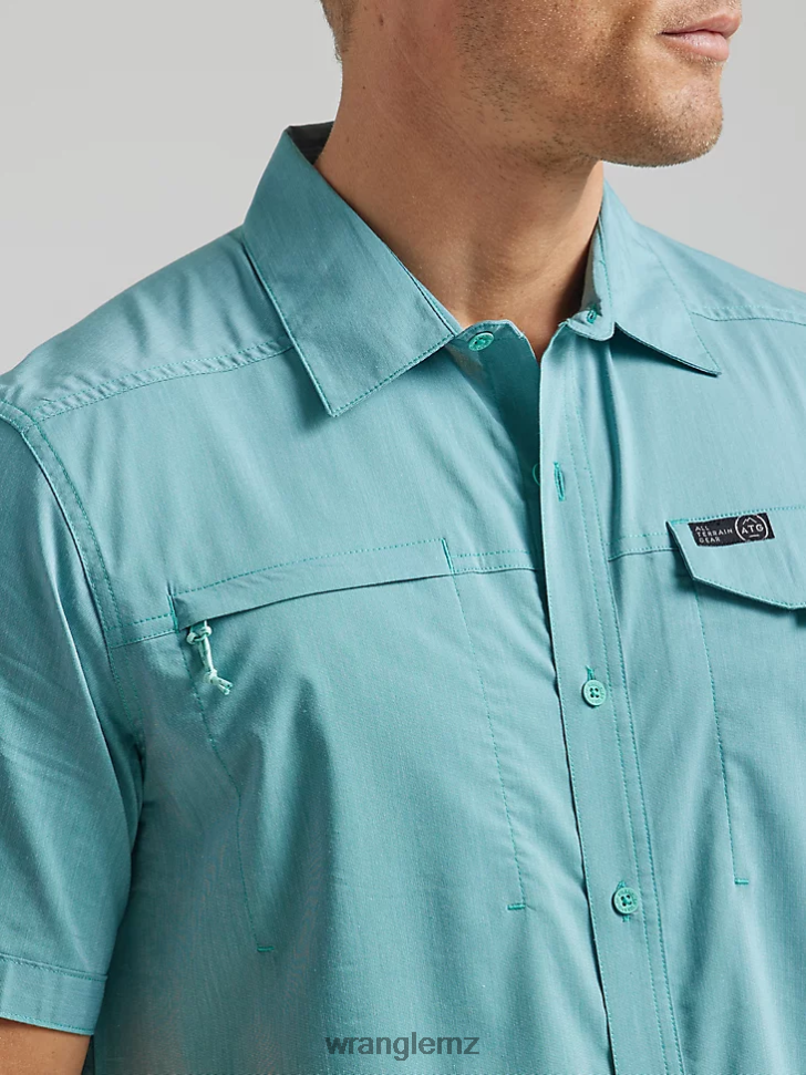 Wrangler ATG Asymmetrical Zip Pocket Shirt Tidewater (112331236) Men Clothing DRL6LH640