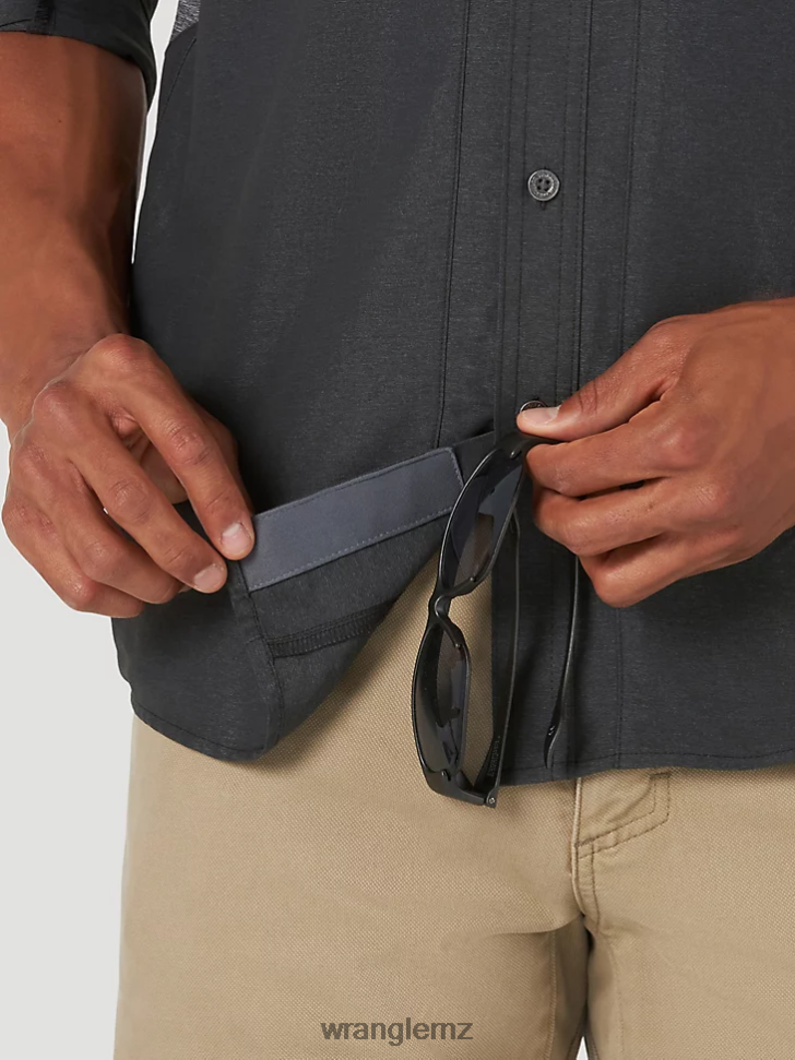 Wrangler ATG Mix Material Shirt Black (NSB89BK) Men Clothing DRL6LH379