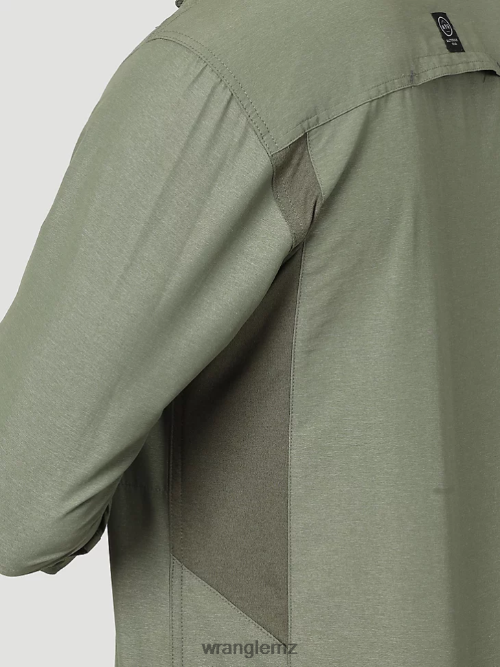 Wrangler ATG Mix Material Shirt Dusty Olive (NSB89DV) Men Clothing DRL6LH377