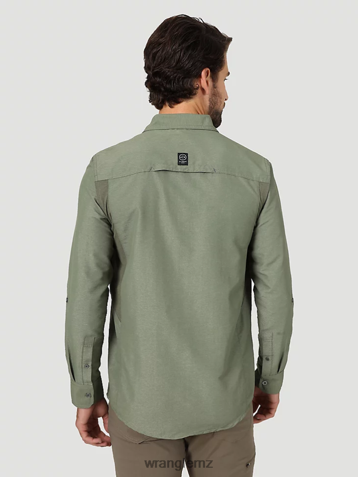 Wrangler ATG Mix Material Shirt Dusty Olive (NSB89DV) Men Clothing DRL6LH377