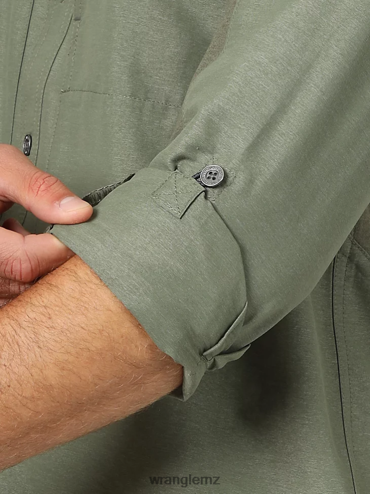 Wrangler ATG Mix Material Shirt Dusty Olive (NSB89DV) Men Clothing DRL6LH377