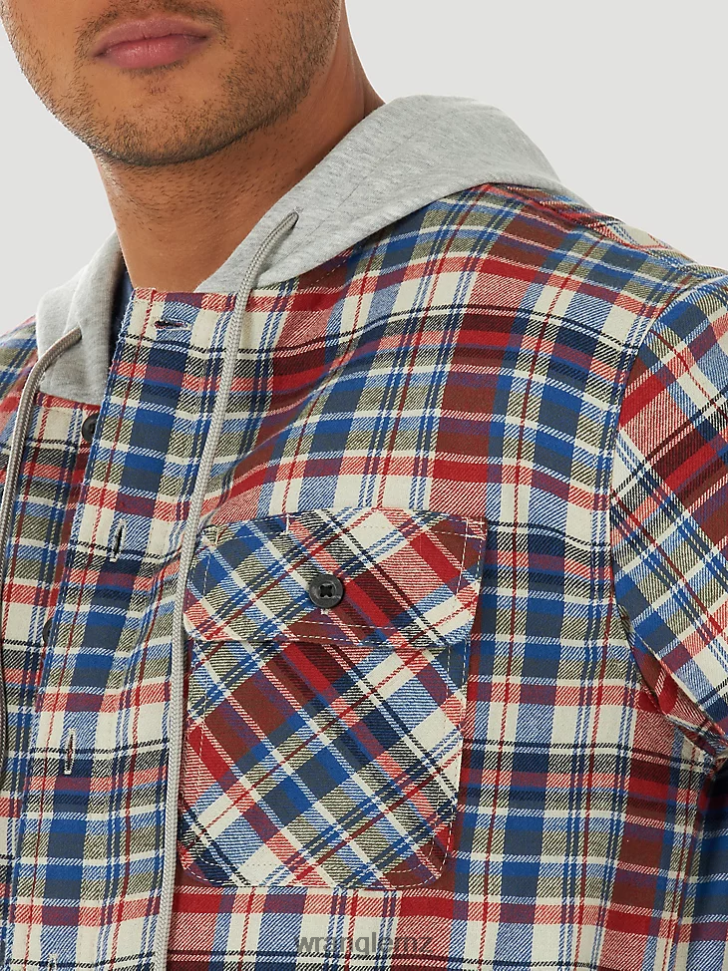 Wrangler Authentics Quilted Flannel Shirt Jacket Blue (ZHEEPAO) Men Clothing DRL6LH391