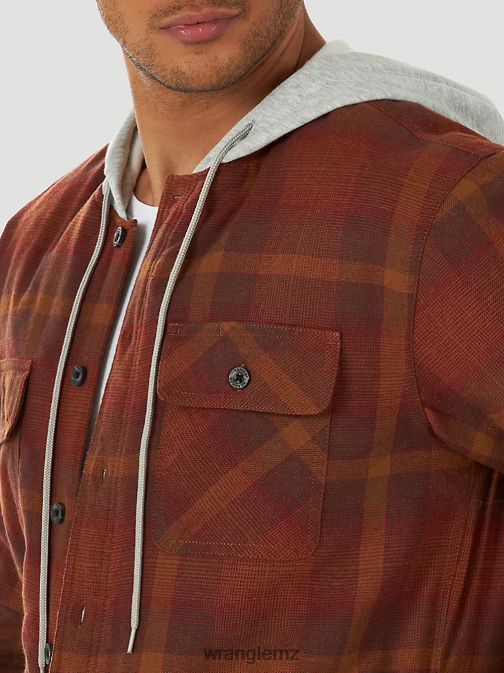 Wrangler Authentics Quilted Flannel Shirt Jacket Red (ZHEEPAE) Men Clothing DRL6LH393