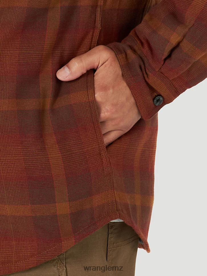 Wrangler Authentics Quilted Flannel Shirt Jacket Red (ZHEEPAE) Men Clothing DRL6LH393