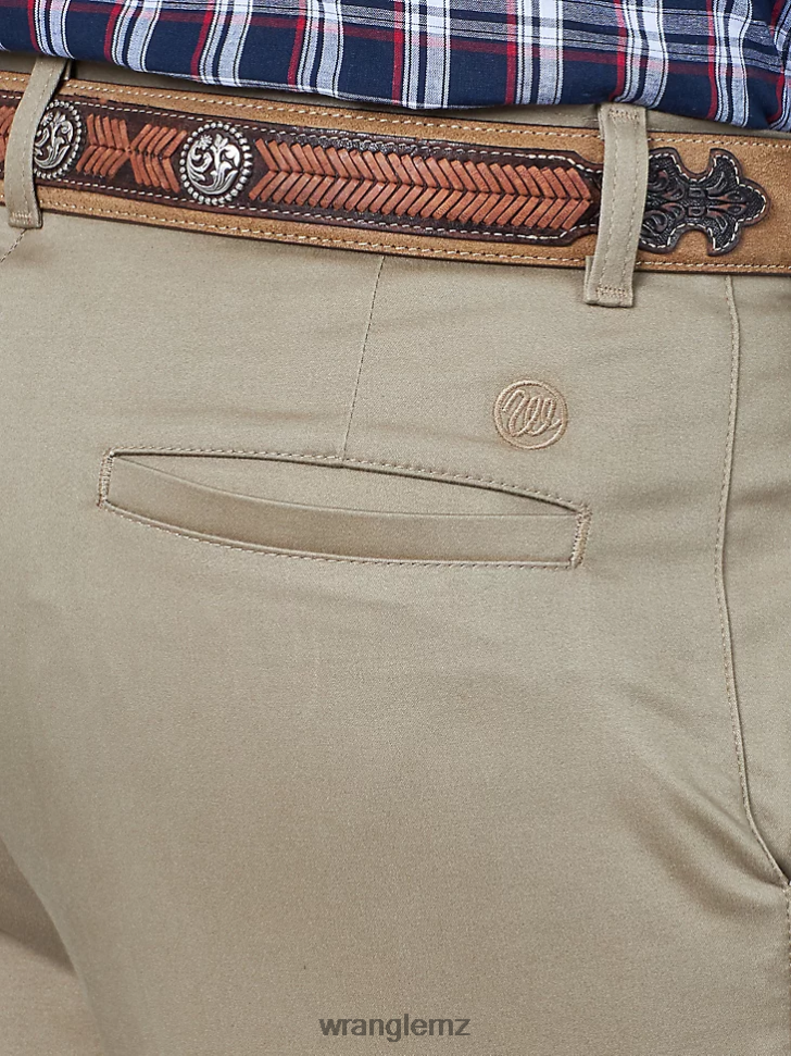 Wrangler Casuals Flat Front Relaxed Fit Pants Khaki (00096KH) Men Clothing DRL6LH259