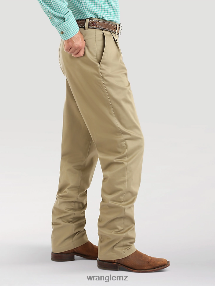Wrangler Casuals Pleated Front Relaxed Fit Pants Khaki (00097KH) Men Clothing DRL6LH262