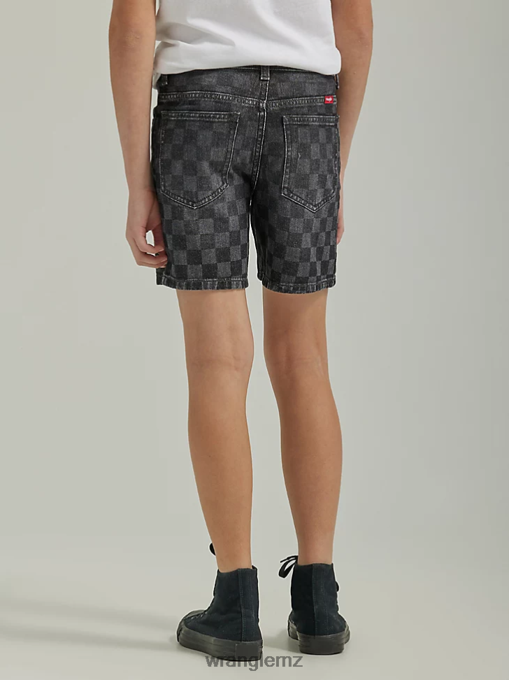 Wrangler Checkered Denim Short Black (112335594) Boys Clothing DRL6LH1037