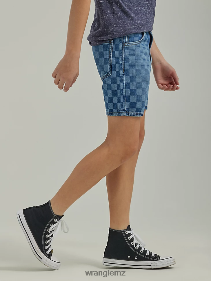 Wrangler Checkered Denim Short Indigo (112335593) Boys Clothing DRL6LH1038