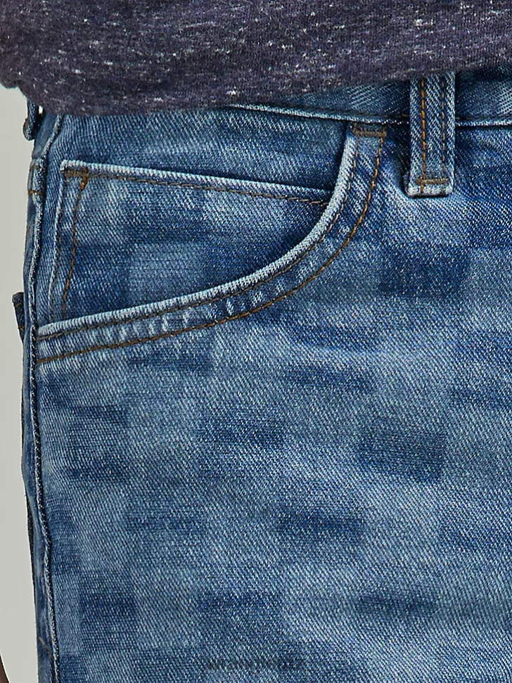 Wrangler Checkered Denim Short Indigo (112335593) Boys Clothing DRL6LH1038