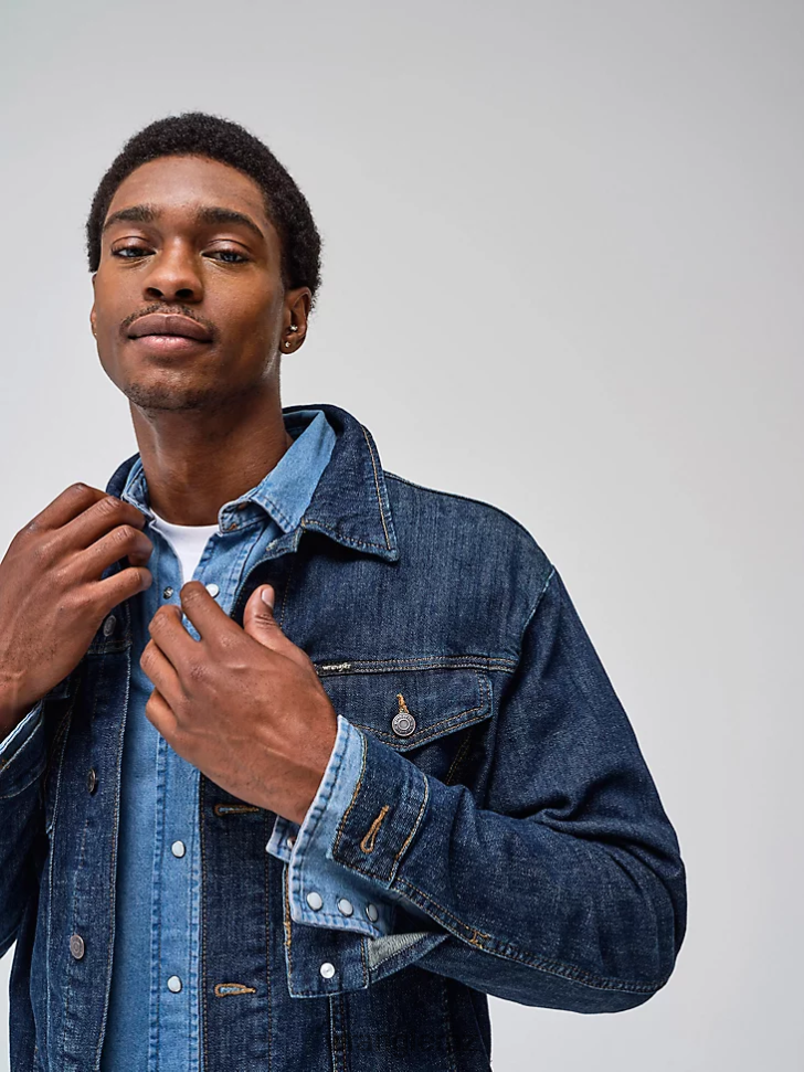 Wrangler Classic Denim Trucker Jacket Dark Wash (10MTJDWDW) Men Clothing DRL6LH611