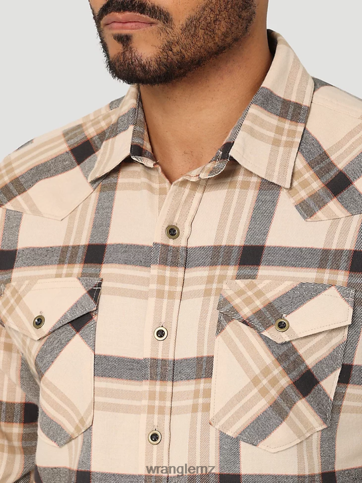 Wrangler Cloud Flannel Free To Stretch Shirt Oak (112324447) Men Clothing DRL6LH384