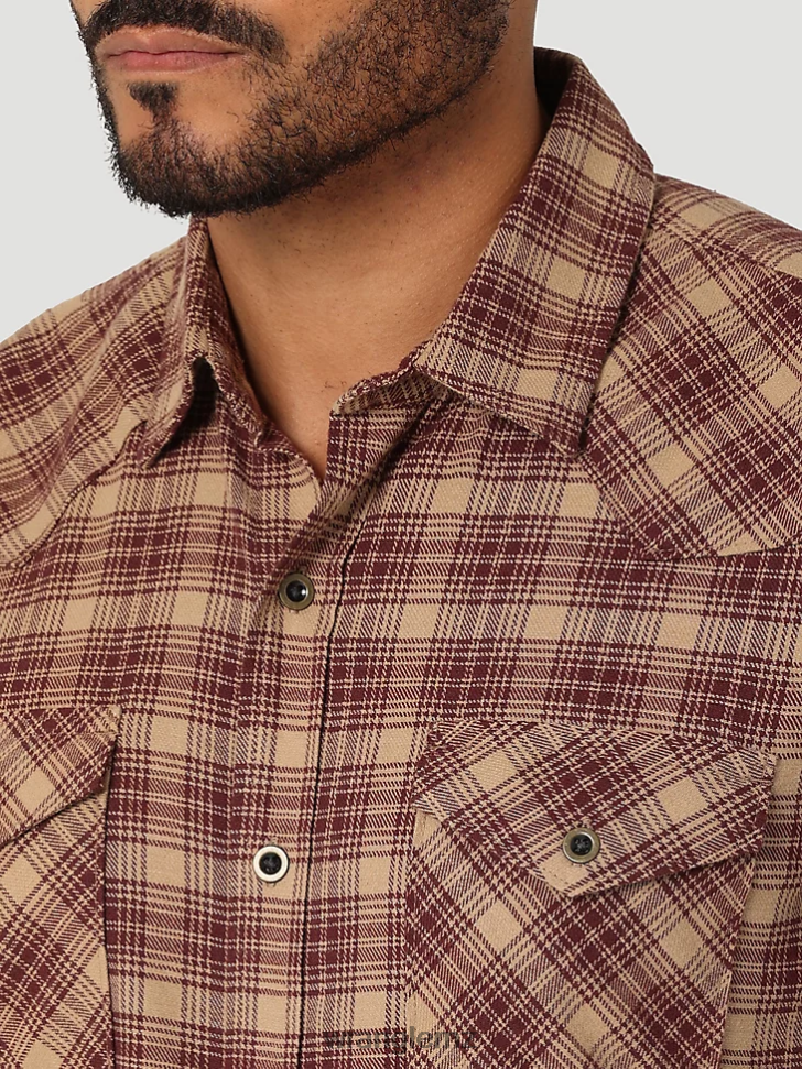 Wrangler Cloud Flannel Free To Stretch Shirt Petrified Oak (112324448) Men Clothing DRL6LH382