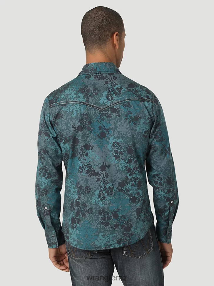 Wrangler Cowboy Cut Firm Finish Long Sleeve Western Snap Solid Work Shirt Rawhide (MS71519) Men Clothing DRL6LH416