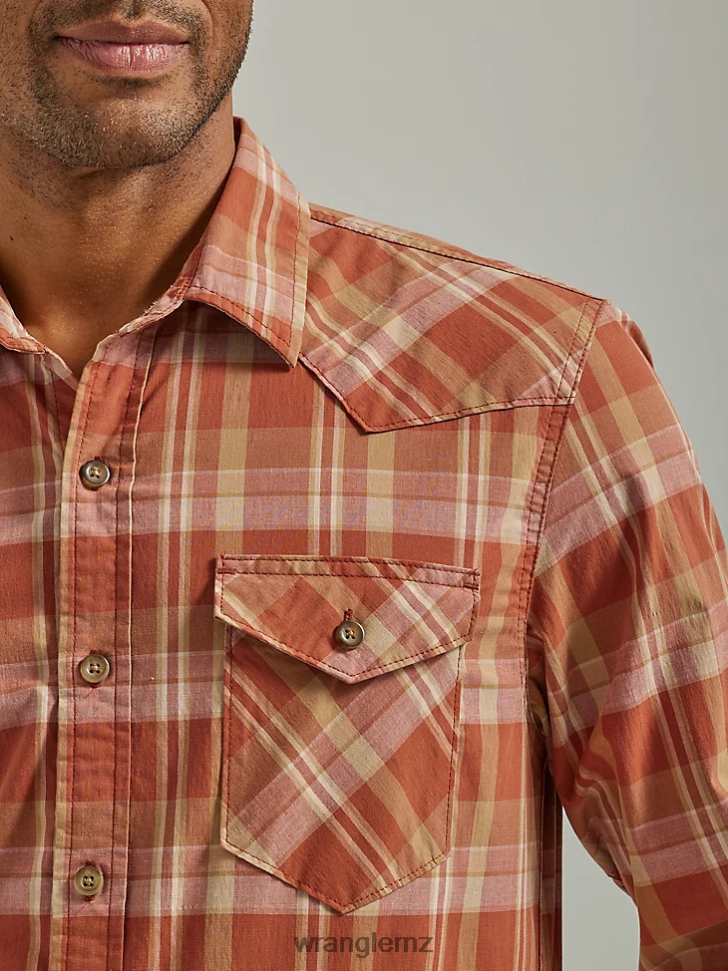 Wrangler Cowboy Wash Plaid Shirt Arabian Spice (112330927) Men Clothing DRL6LH412