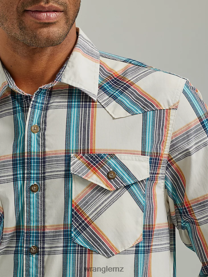 Wrangler Cowboy Wash Plaid Shirt Honey (112330929) Men Clothing DRL6LH411