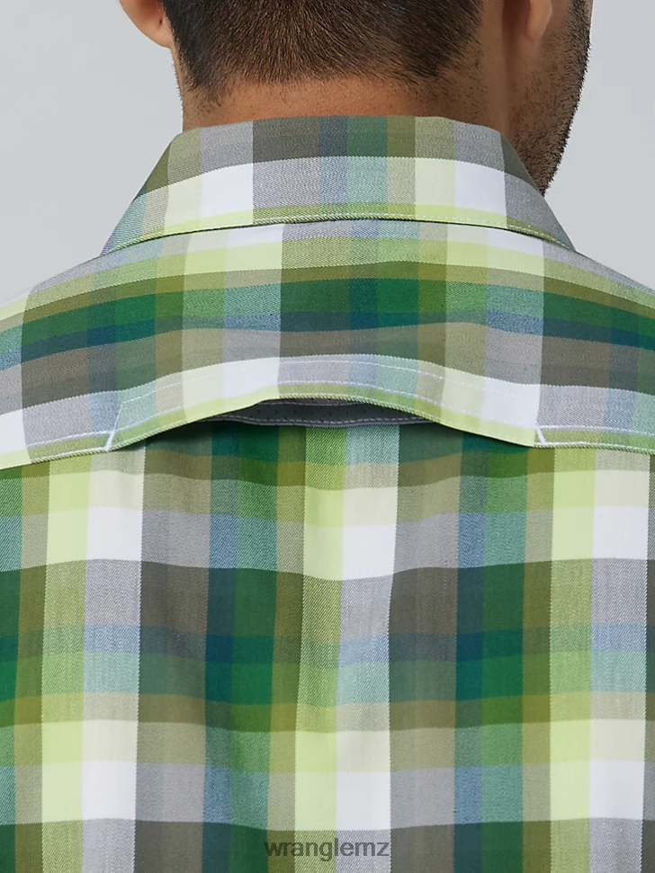 Wrangler Eco-Friendly Plaid Short Sleeve Camp Shirt Amethyst Forest (112336161) Men Clothing DRL6LH399