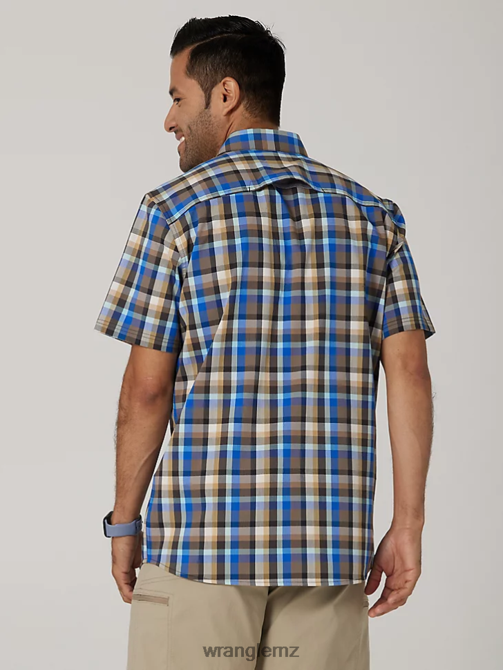 Wrangler Eco-Friendly Plaid Short Sleeve Camp Shirt Amethyst Seaside (112336151) Men Clothing DRL6LH400