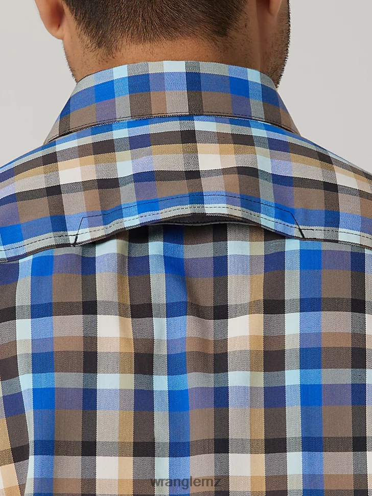 Wrangler Eco-Friendly Plaid Short Sleeve Camp Shirt Amethyst Seaside (112336151) Men Clothing DRL6LH400