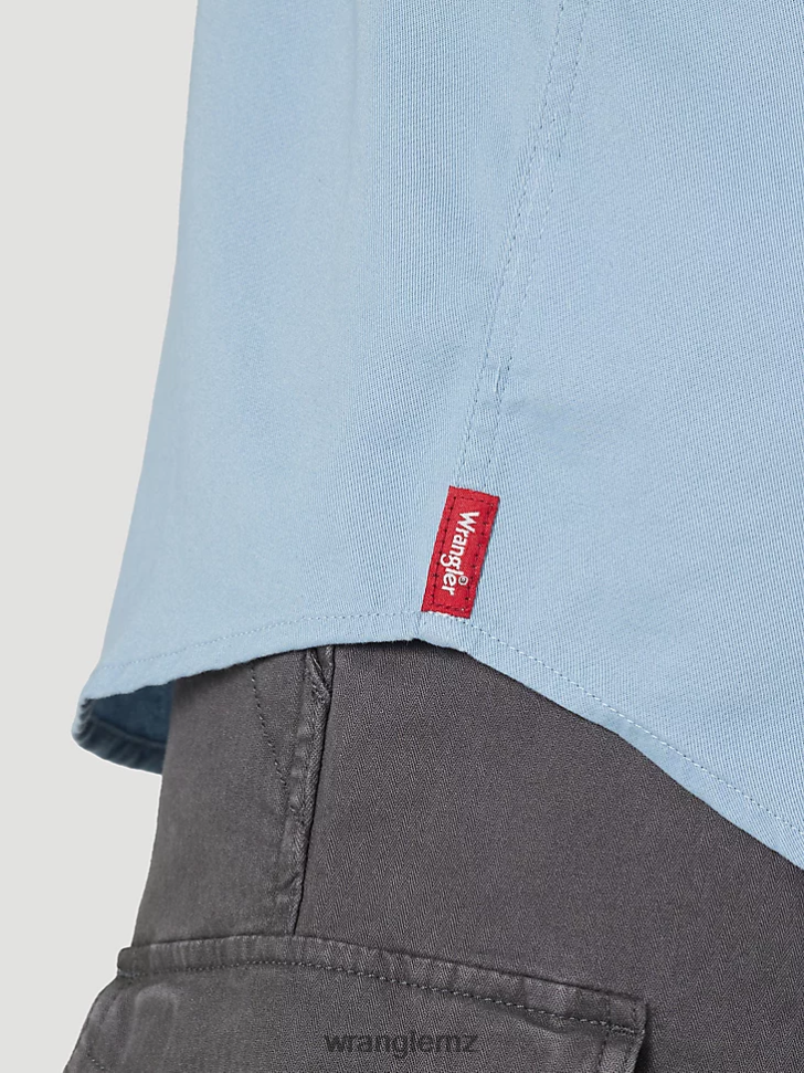 Wrangler Epic Soft Flex Twill Shirt Faded Blue (112315227) Men Clothing DRL6LH361