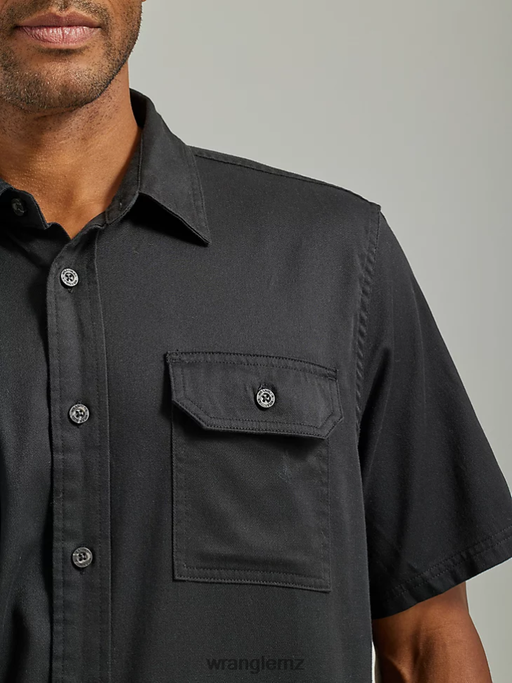 Wrangler Epic Soft Flex Twill Shirt Jet Black (112330682) Men Clothing DRL6LH364