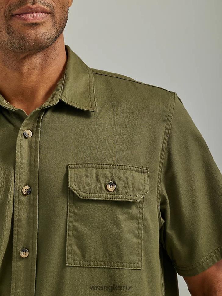 Wrangler Epic Soft Flex Twill Shirt Olive Night (112330684) Men Clothing DRL6LH357