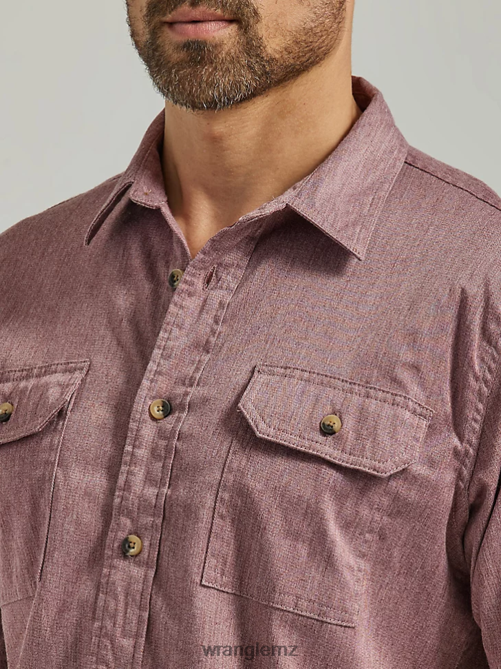 Wrangler Epic Soft Flex Twill Shirt Sable Heather (112333277) Men Clothing DRL6LH358