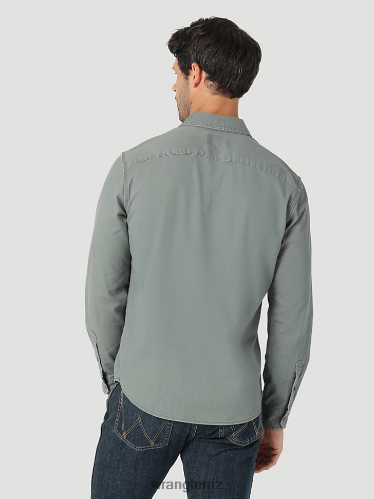 Wrangler Epic Soft Stretch Twill Shirt Gunmetal (112322904) Men Clothing DRL6LH332