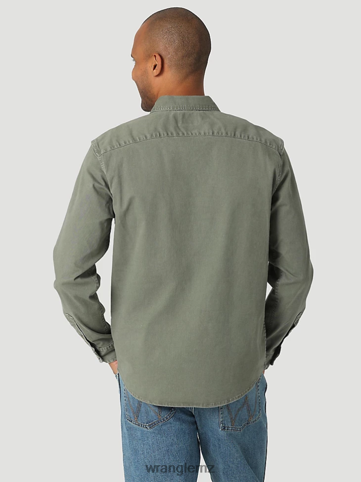 Wrangler Epic Soft Stretch Twill Shirt Spruce (112322905) Men Clothing DRL6LH331