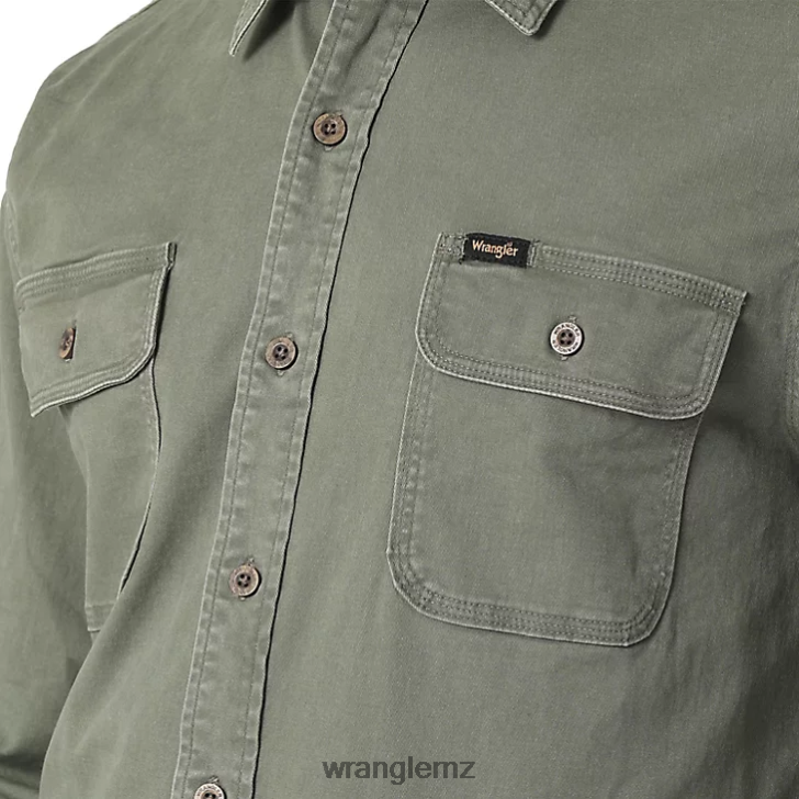 Wrangler Epic Soft Stretch Twill Shirt Spruce (112322905) Men Clothing DRL6LH331