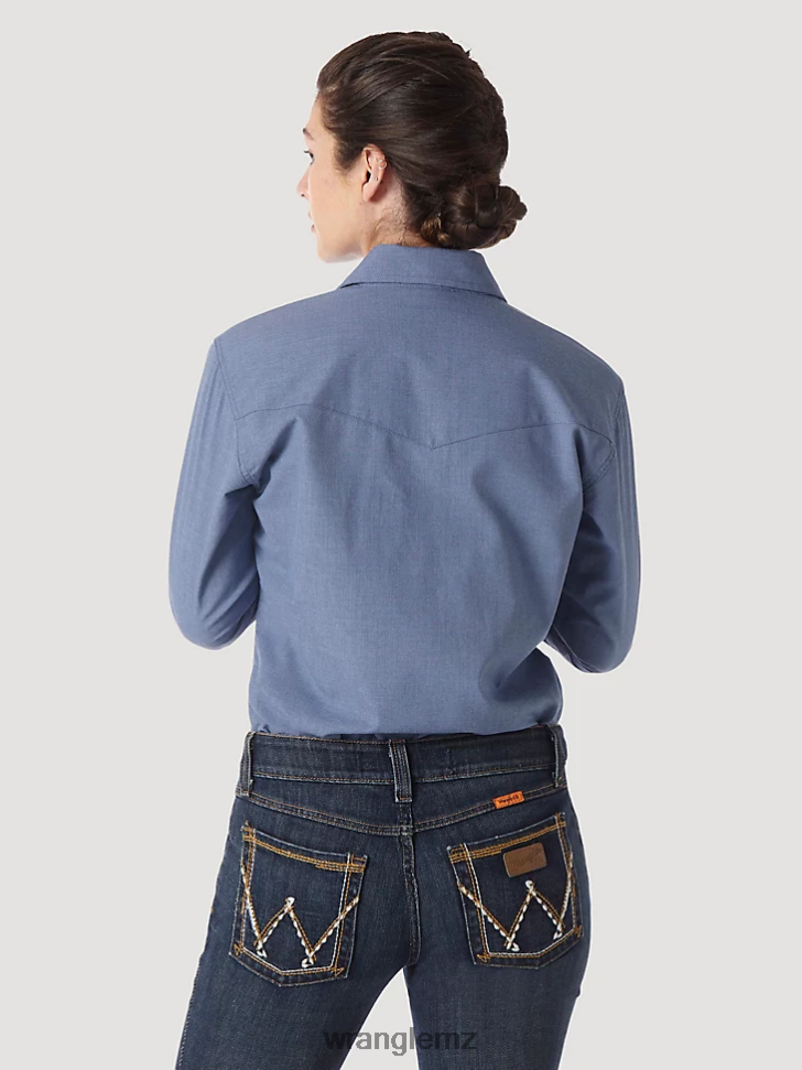 Wrangler FR Flame Resistant Long Sleeve Solid Blue (FRLW11B) Women Clothing DRL6LH892