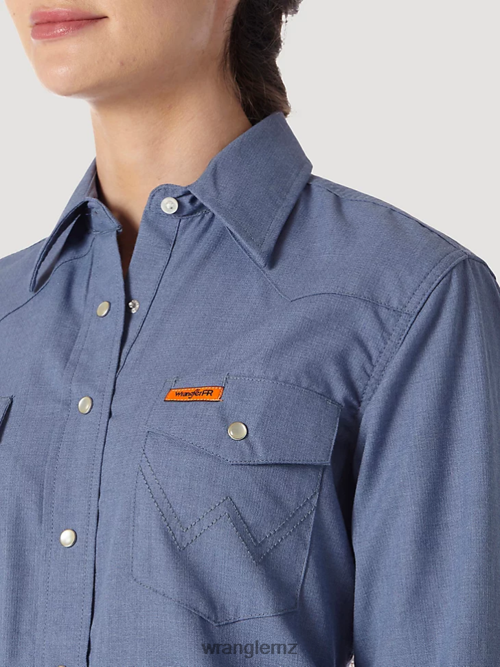 Wrangler FR Flame Resistant Long Sleeve Solid Blue (FRLW11B) Women Clothing DRL6LH892