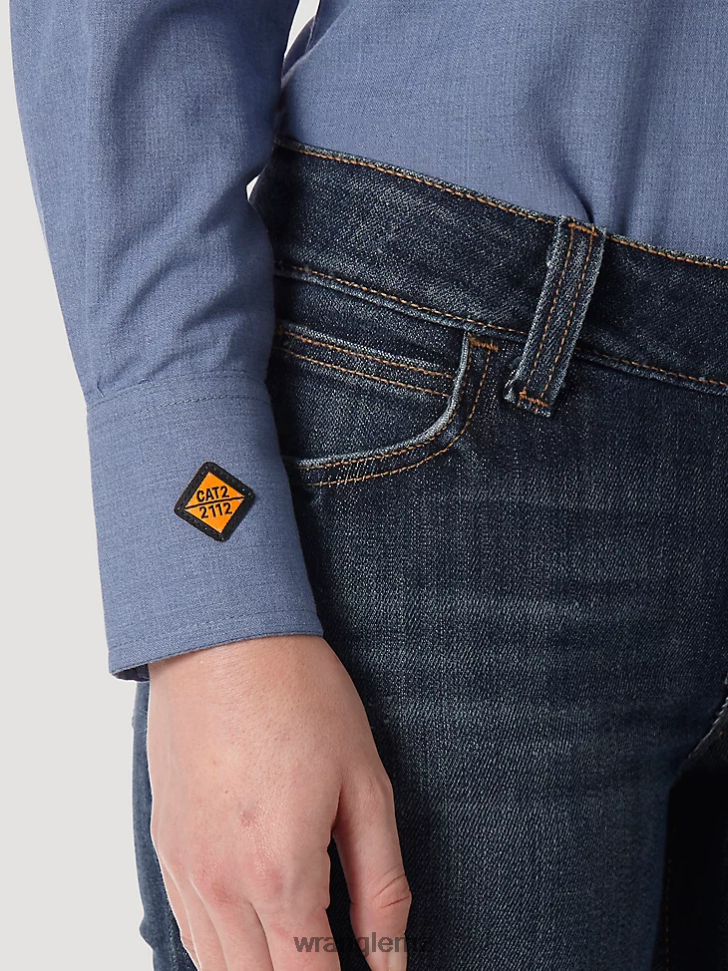 Wrangler FR Flame Resistant Long Sleeve Solid Blue (FRLW11B) Women Clothing DRL6LH892