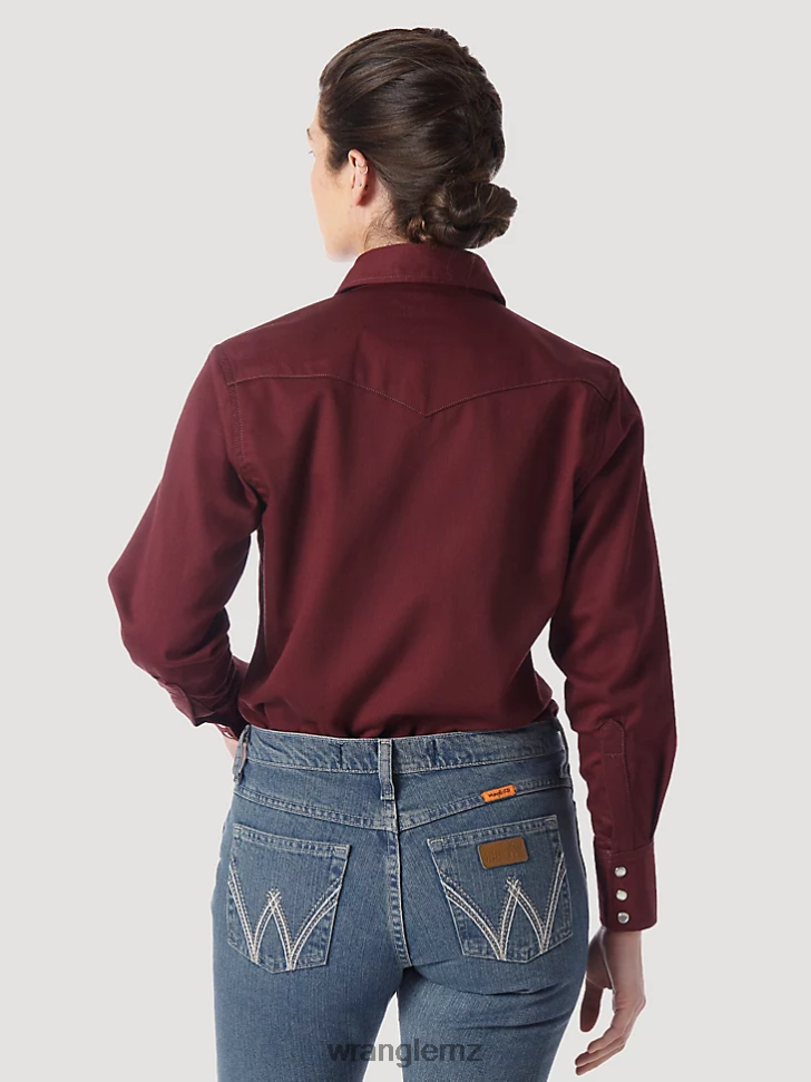 Wrangler FR Flame Resistant Long Sleeve Solid Burgundy (FRLW04R) Women Clothing DRL6LH895
