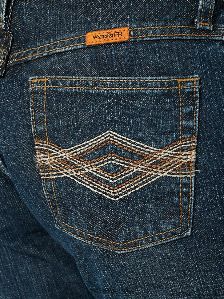 Wrangler FR Flame Resistant Mid-Rise Bootcut Jean Crosshatch (10FRW10CH) Women Clothing DRL6LH805