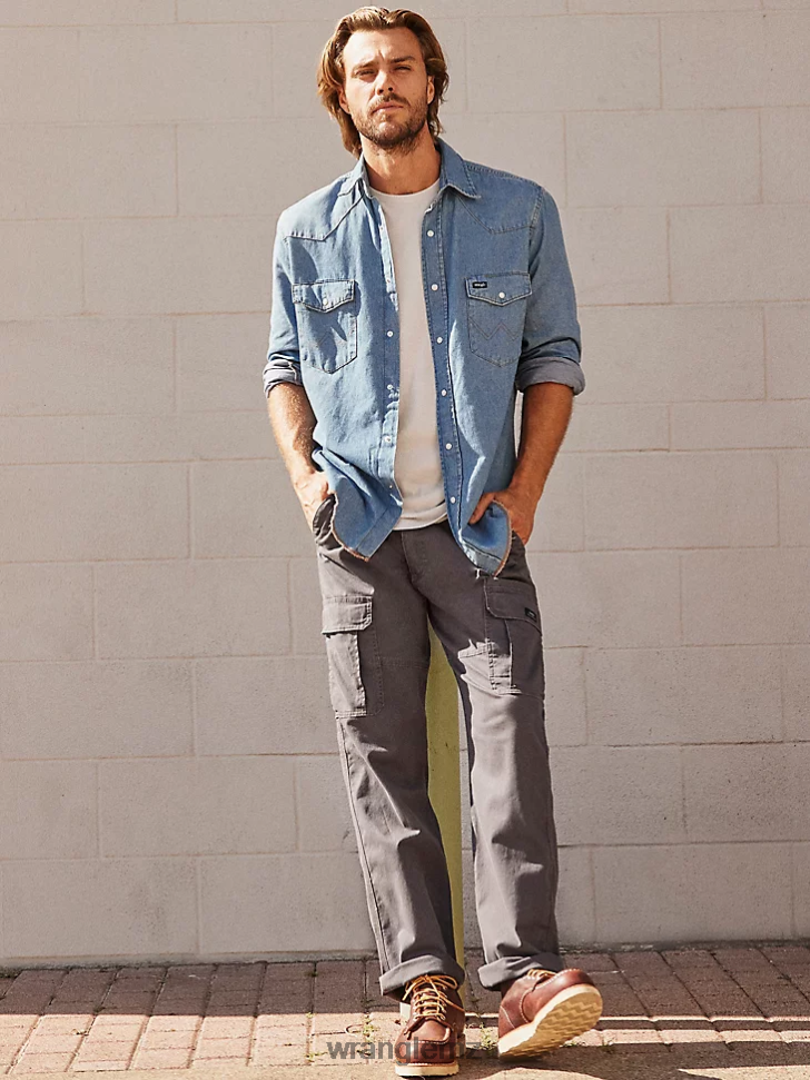 Wrangler Five Star Premium Relaxed Fit Flex Cargo Pant Anthricite (70ABWAH) Men Clothing DRL6LH222