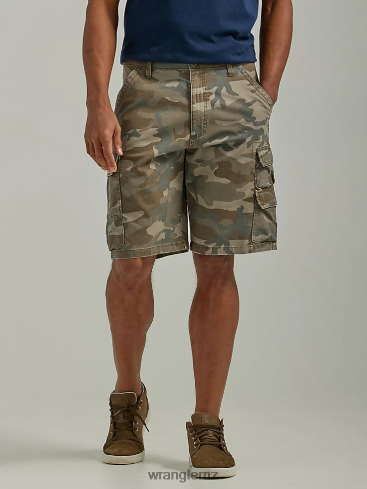 Wrangler Five Star Premium Stacked Cargo Short Shadow Brown Camo (112336366) Men Clothing DRL6LH533
