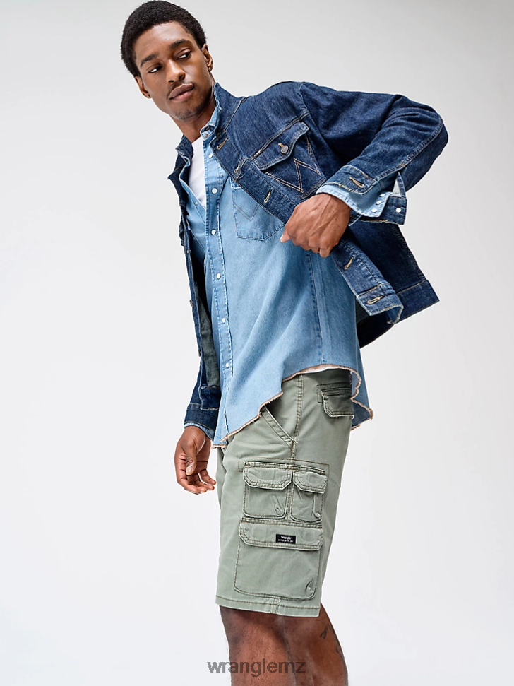 Wrangler Five Star Premium Stacked Cargo Short Spruce (112336367) Men Clothing DRL6LH535
