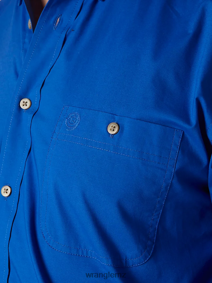 Wrangler George Strait  National Patriot Button Down Solid Shirt Royal Blue (MGS273B) Men Clothing DRL6LH371