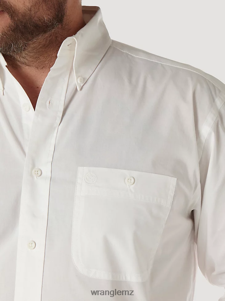 Wrangler George Strait  National Patriot Button Down Solid Shirt White (MGS268W) Men Clothing DRL6LH372
