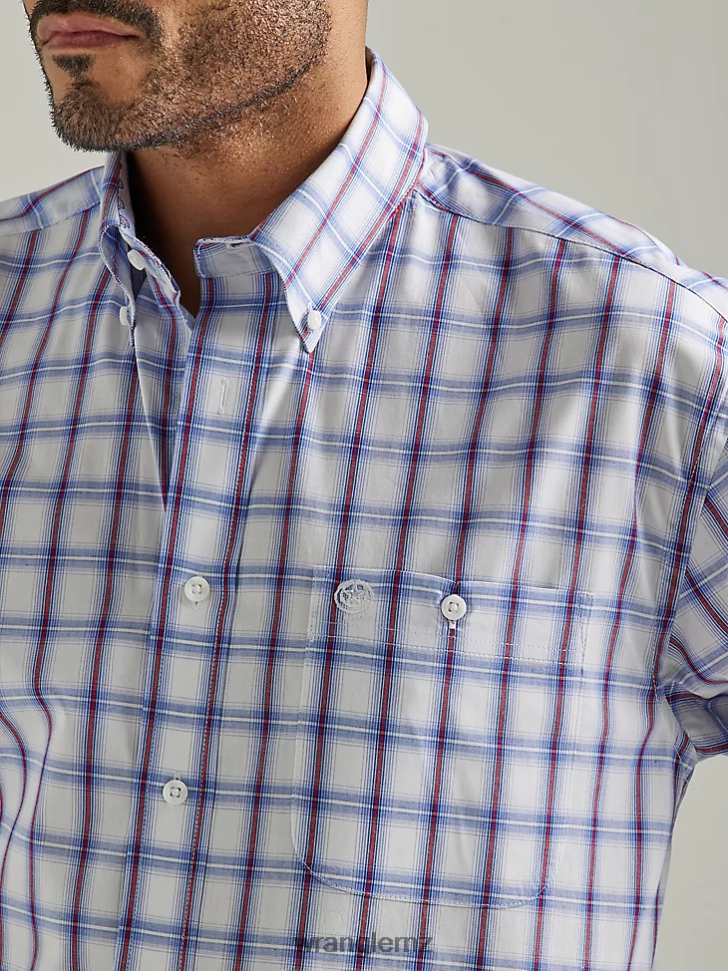 Wrangler George Strait Short Sleeve 1 Pocket Button Down Plaid Shirt Americana Plaid (112327830) Men Clothing DRL6LH308