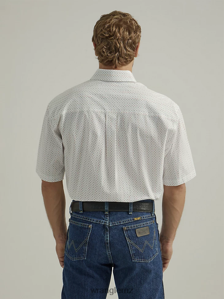 Wrangler George Strait Short Sleeve Button Down One Pocket Print Shirt White Divide (112327818) Men Clothing DRL6LH302